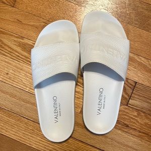 Valentino white slides size 8